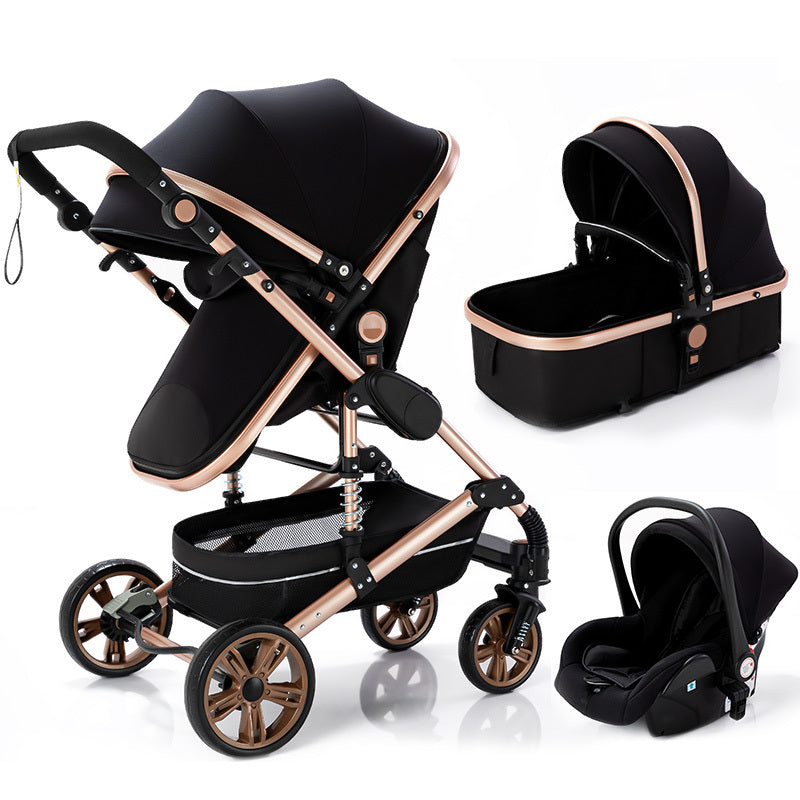 Deluxe Faux Leather 3 in 1 Baby Stroller